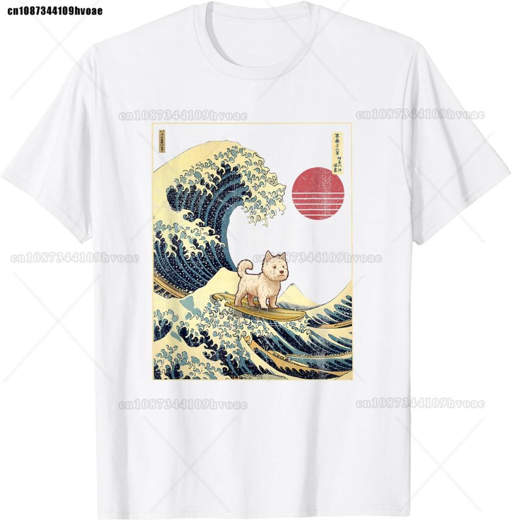 West Highland White Terrier Westie Japanese Kanagawa Wave T-Shirt