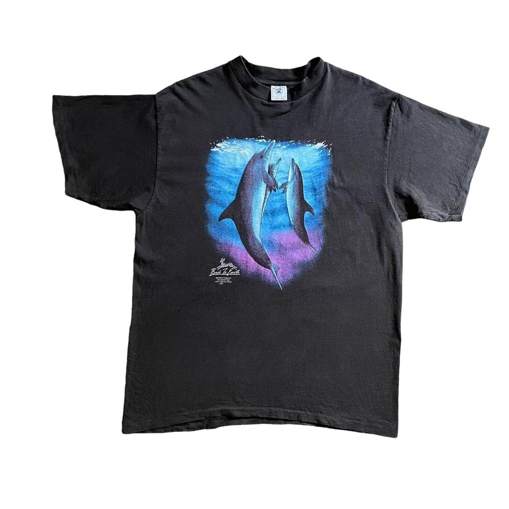 Vintage 90er CMJ Marketing Back To Earth Kollektion Delfine Natur T-Shirt XL