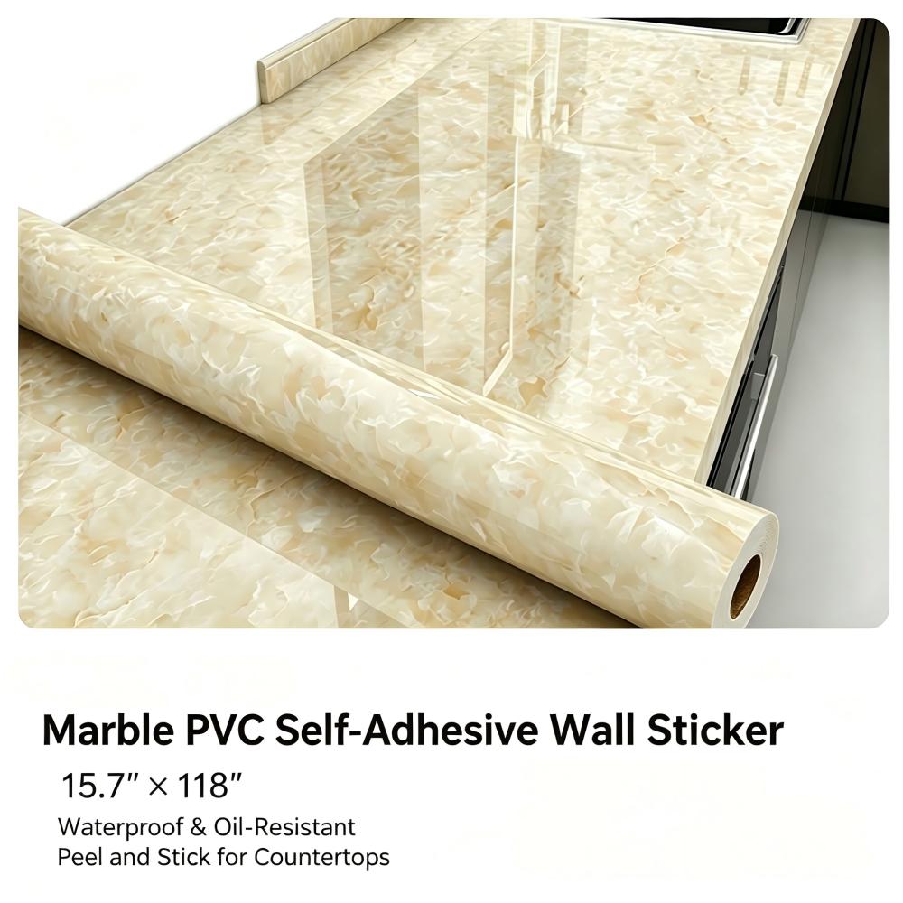 Marble PVC Self-Adhesive Wall Sticker 15.7"X 118" Suitable for Self-Adhesive Waterproof Kitchen Counter Wallpaper for Desktops