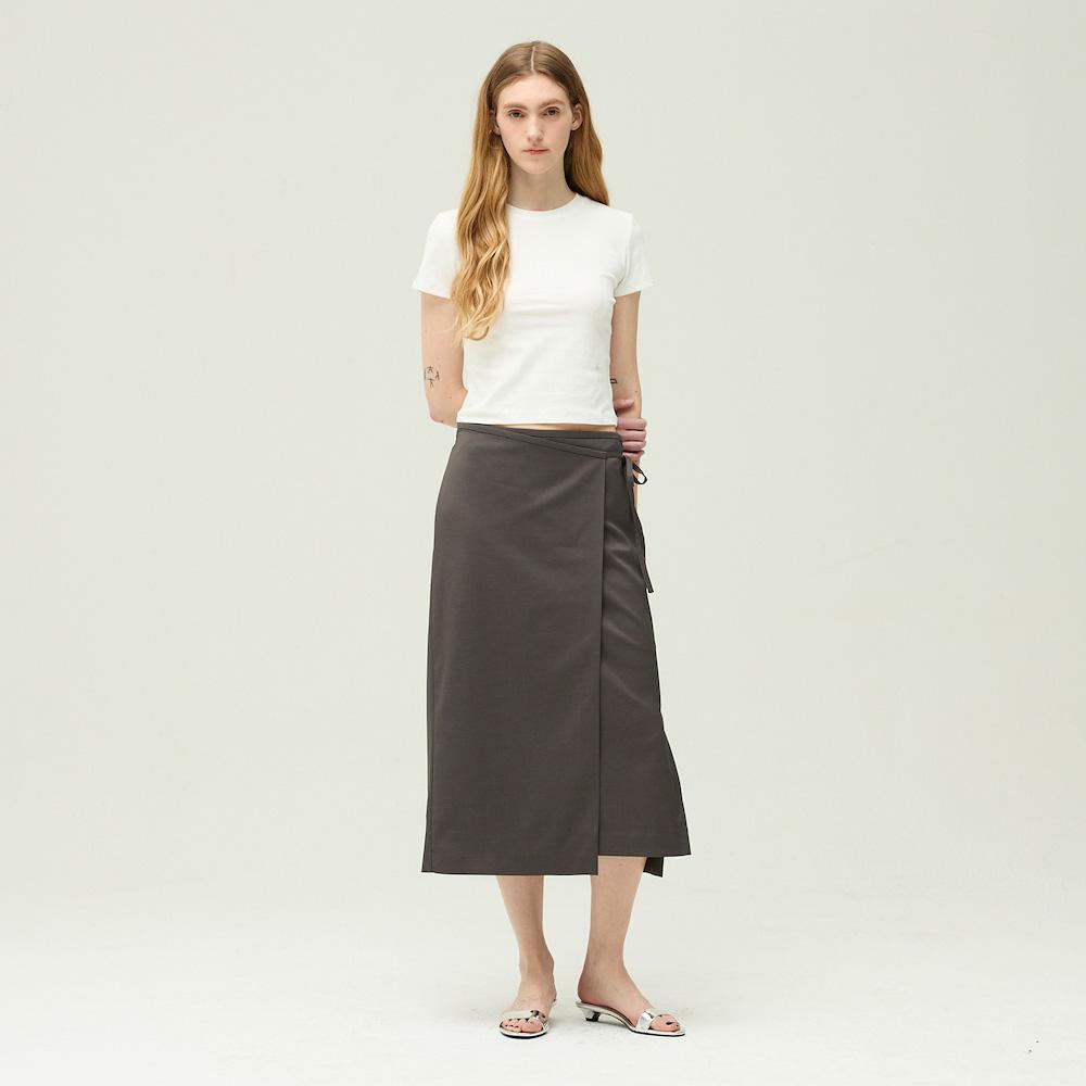 Ibiem Stretch Long Skirt With Overlay Detail Emq4Wsk010