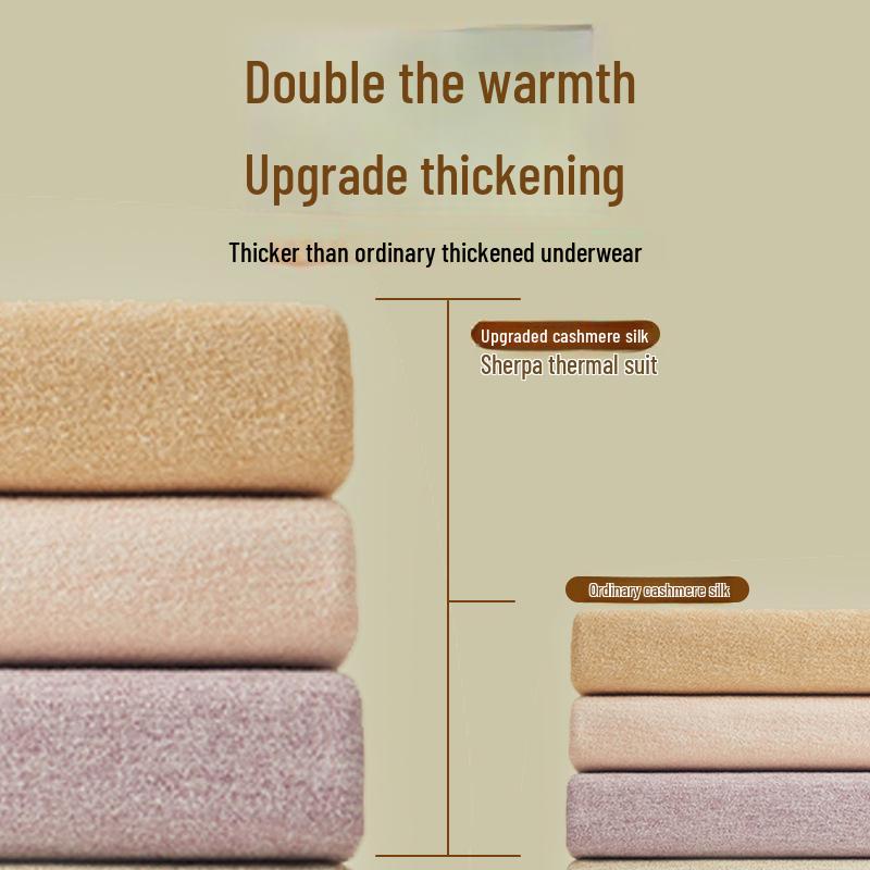 Women's Cashmere Silk Thermal Underwear Set: Seamless Autumn/Winter Top and Bottoms with Thickened Velvet