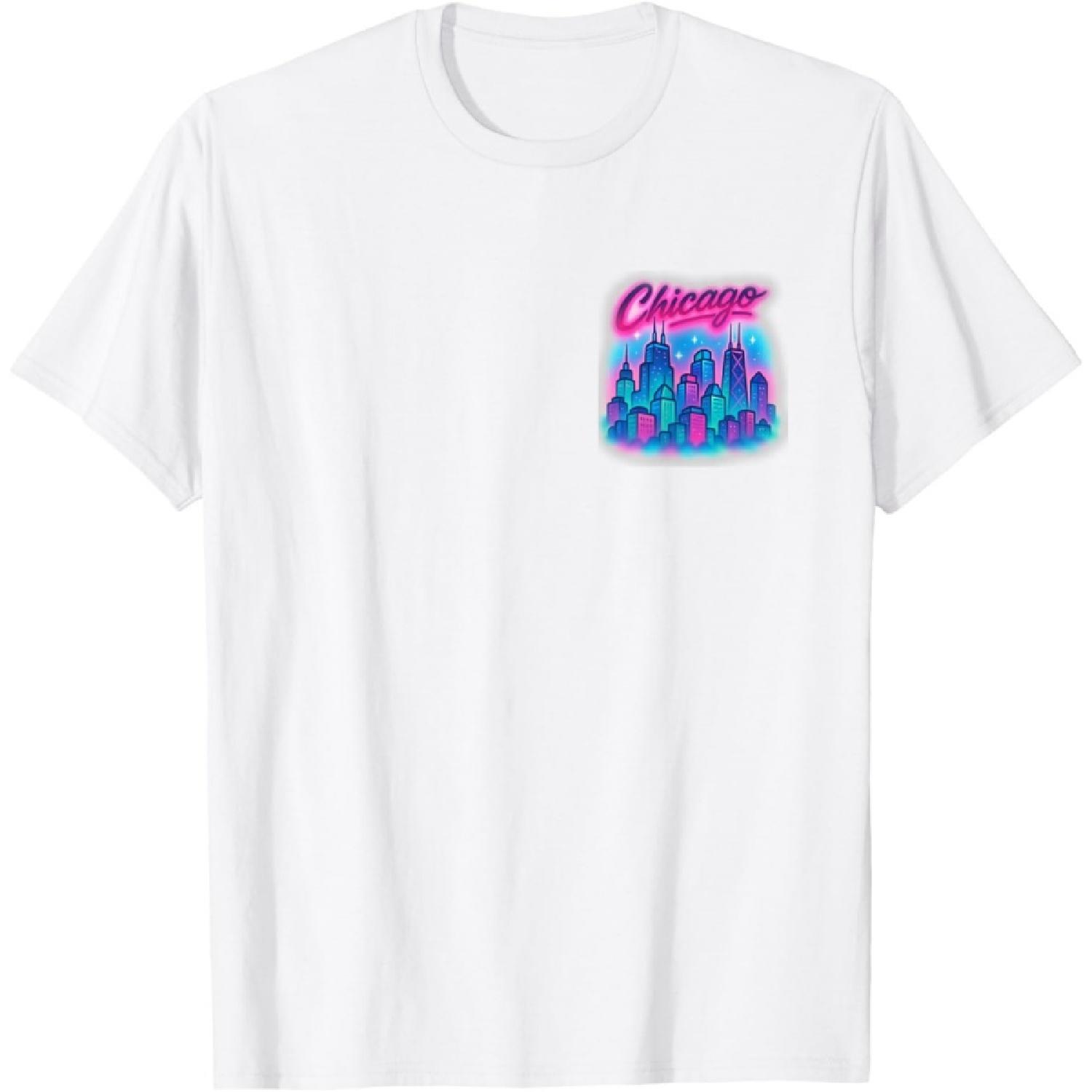 Chicago Retro 90s Airbrush Vibrant Skyline T-Shirt XXXXXL белый