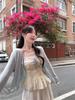 Plus Size Floral Lace Trim Camisole & Cardigan with Pleated Chiffon Skirt Set