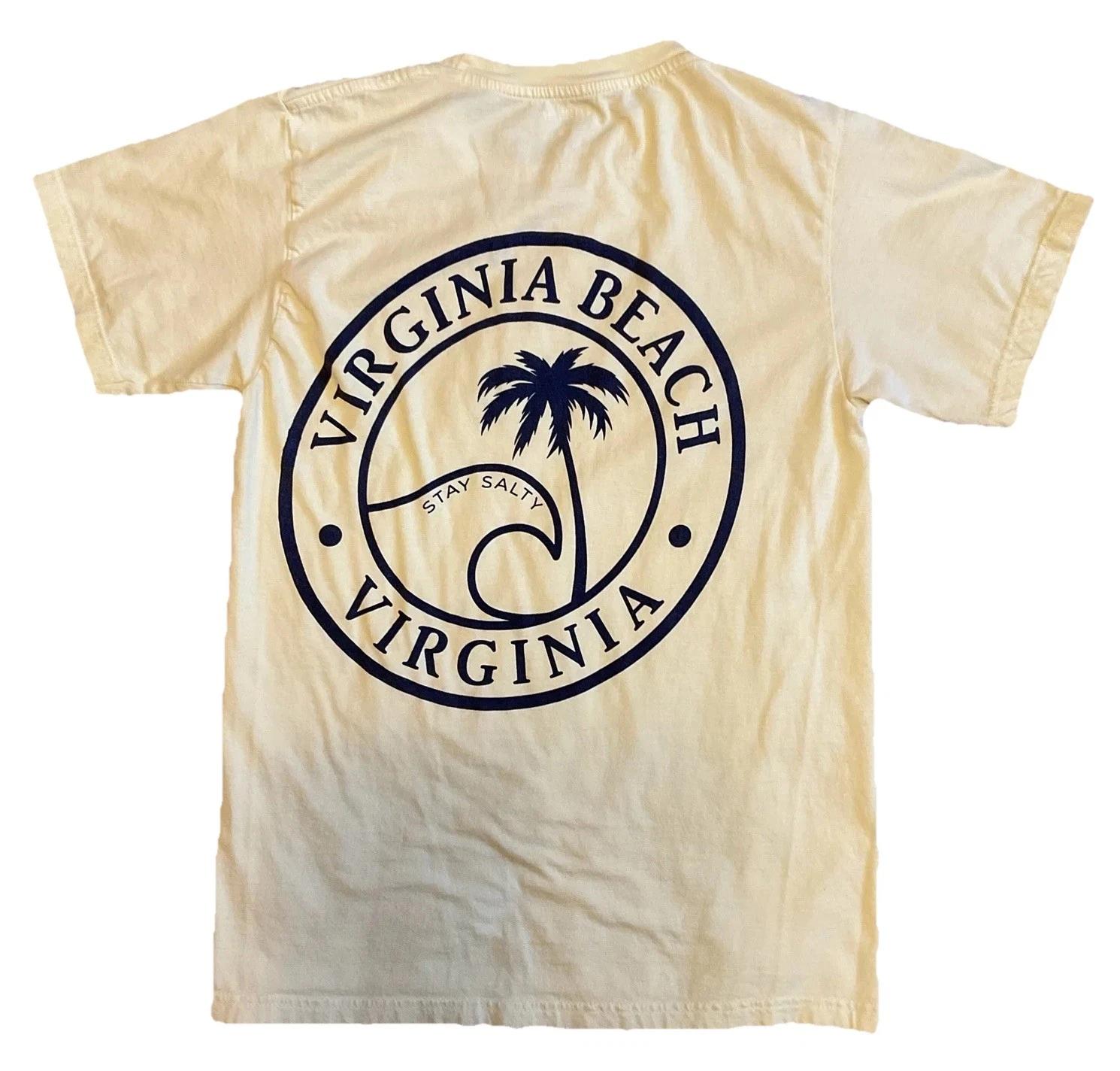 Virginia Beach T-Shirt Size M Yellow Crewneck Tee Stay Salty by Sunsations XL