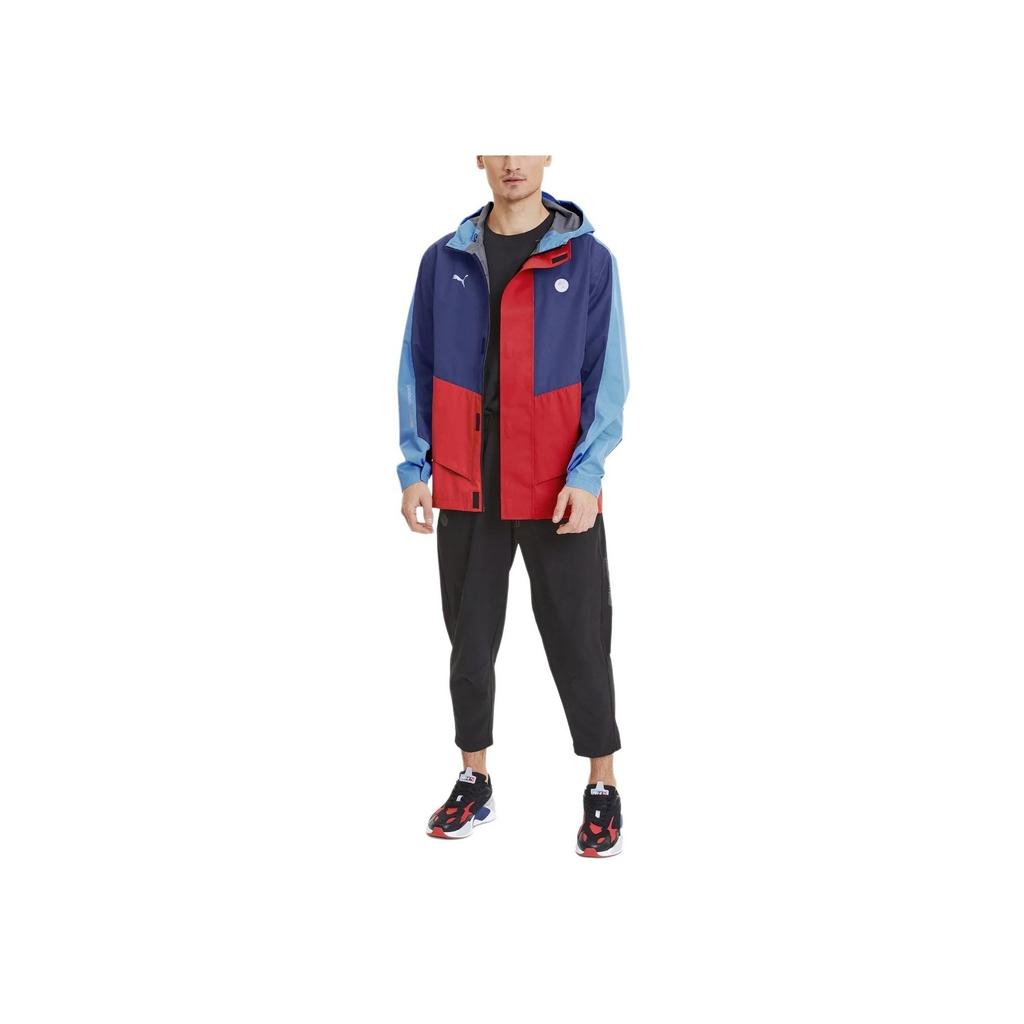 PUMA Color Block Logo Print Casual Hooded Zip Long Sleeve Jacket Men jackets Blue 596083-04