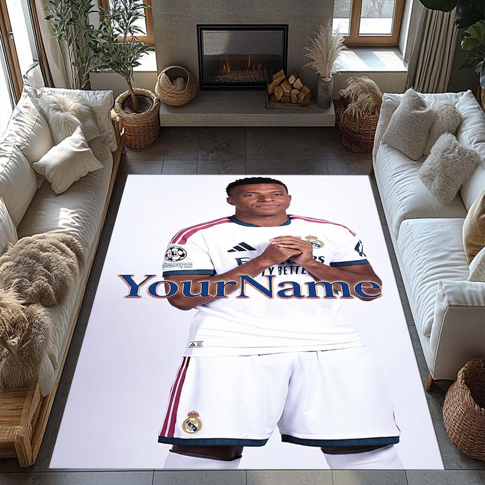 Mbappe 45 Personalized Text Area Rug Perfect for Balcony Decorate room Game Room Bedrooms Antislip Carpet Decorate Offices Gift for Festivals