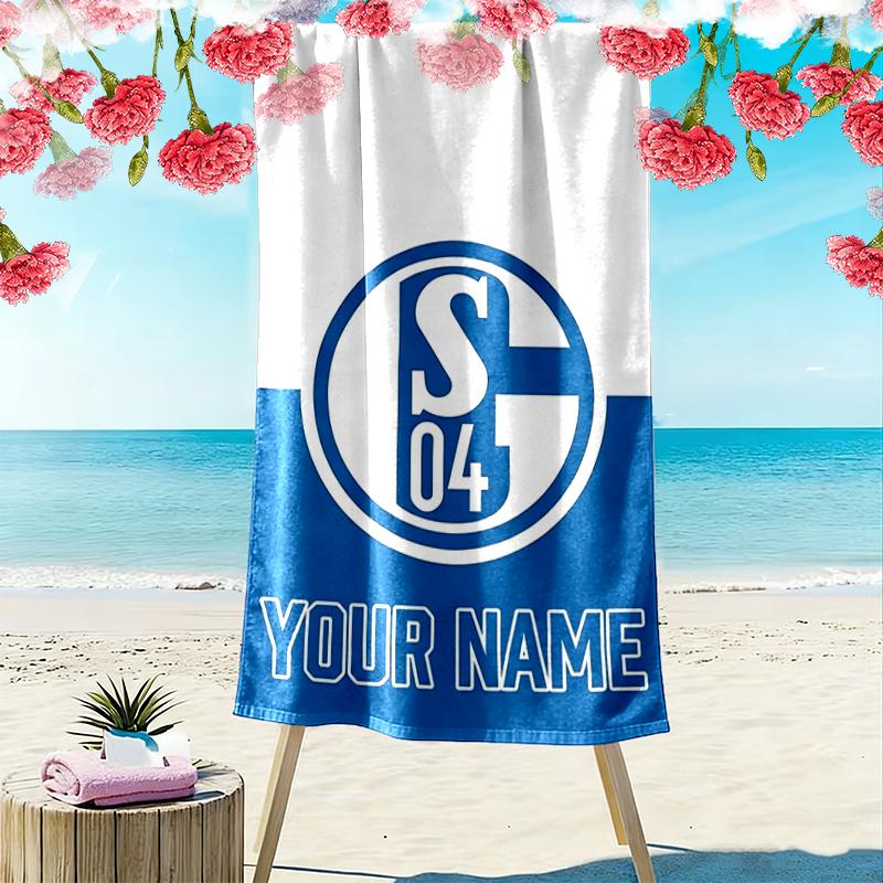 Benutzerdefinierter Name FC Schalke 04 Druck Strandtuch, Großes Weiches Schnelltrocknendes Handtuch für Strand Camping Schwimmen_xia