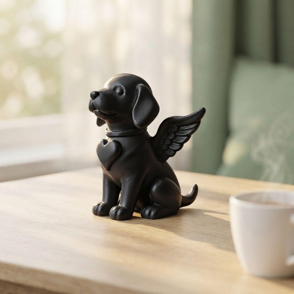3D Printed Angel Dog Statue Smooth Surface Pet Memorial Statue Home Desktop Decor