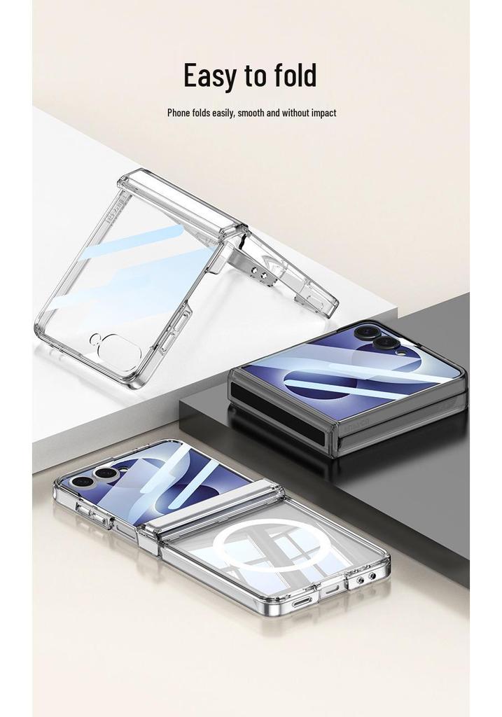 Samsung Z Flip 8 Case: Transparent, Magnetic, Wireless Charging, Soft Airbag Design, Solid Color.