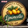 D-Moll pc Vintage Limoncello Italienisches Getränk Metallwandkunstschild Rustikales Zitronendesign Aluminiumschild mit gealtertem gelben Hintergrund