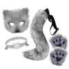 Fox Ear & Tail Halloween Cosplay Set with Paws - Handmade Plush Animal Mask