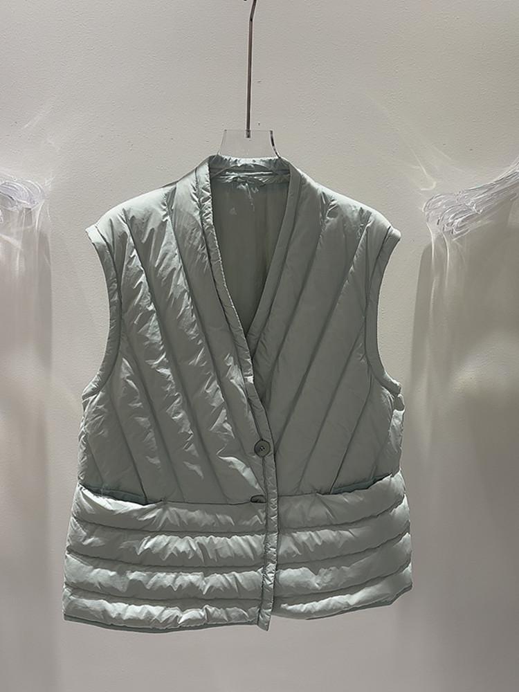 White Duck Down New Light Down Vest Women's Short V-neck Liner Is Thin and Warm Autumn and Winter Vest Tide