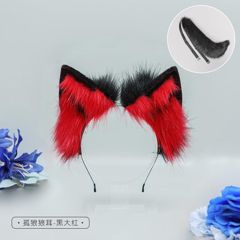 Wolf tail cos props simulation beast ear headband cute plush dress up accessories wolf lone wolf headband headdress