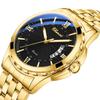 Watch Men Stainless Steel Calendar Gold 3ATM Water Resistant Luminous Analog Display Simple Fashion Quartz Watch Men Fashion Accessory - Birthday