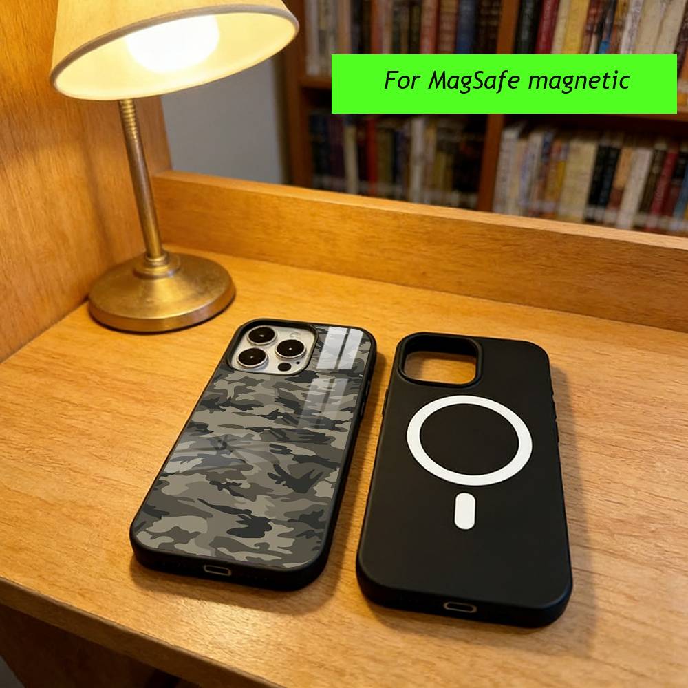 F-Fashion Camouflage Phone Case For iPhone17,16,15,14,13,12,11 Plus,Pro Magnetic with Magsafe Wireless Charging