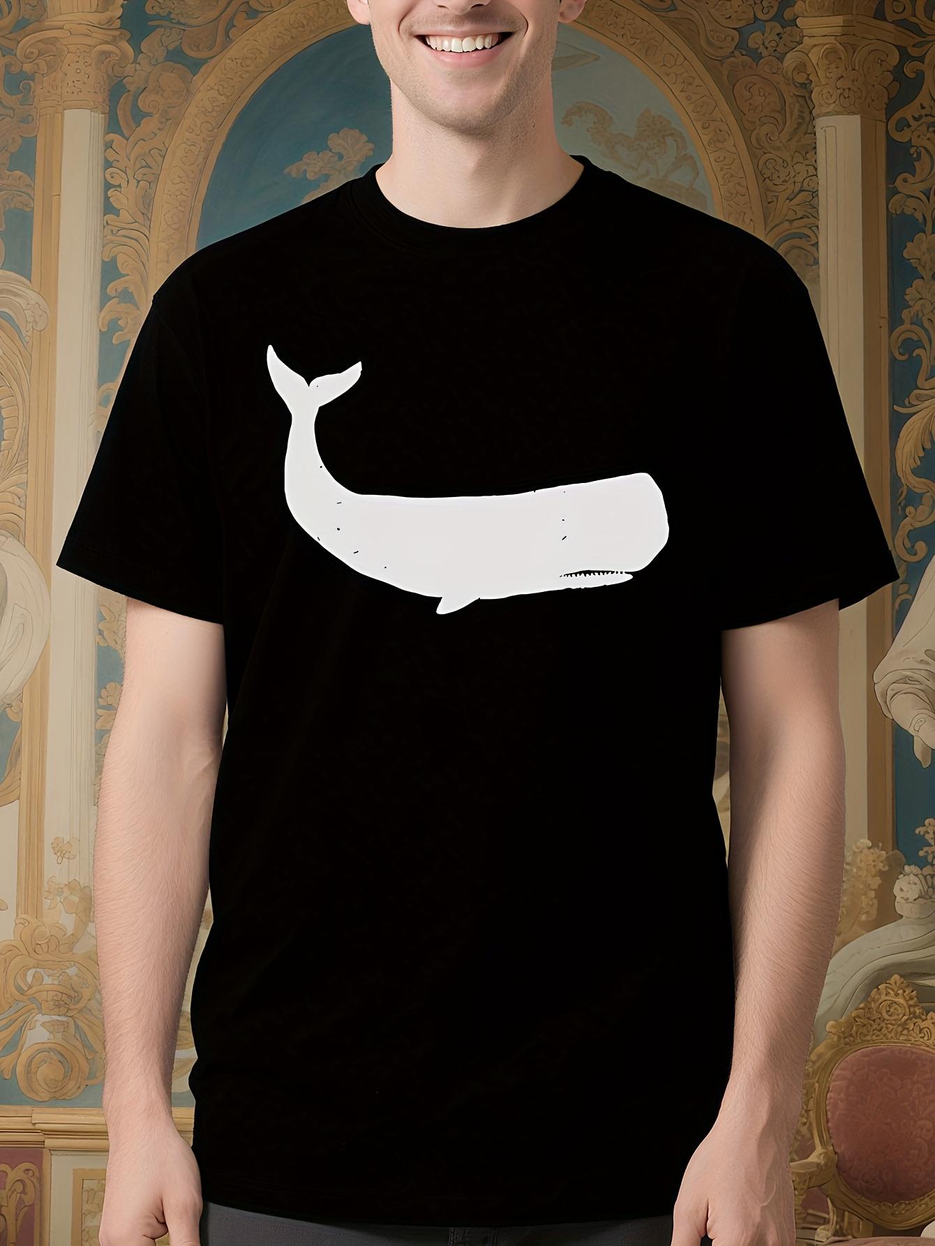 Sperm Whale Graphic Unisex Tshirt - Black with White Print S