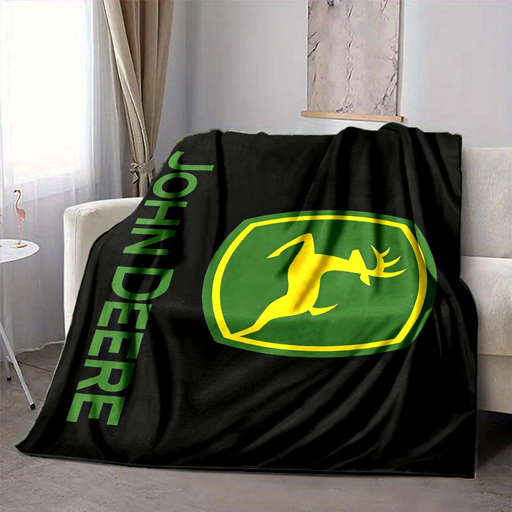 1Pc John Deere Logo Blanket Soft And Comfortable Casual Warm Camping Travel Christmas Halloween Xmas Gift M928883