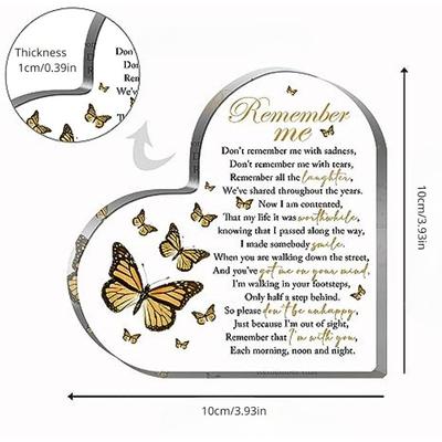 Mémorial Cœur Acrylique - Cadeau de Sympathie Réconfortant pour la Perte d'un Être Cher