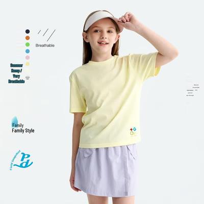 Gulu Diary Kids Linen Blend Breathable Short Sleeve T-Shirt