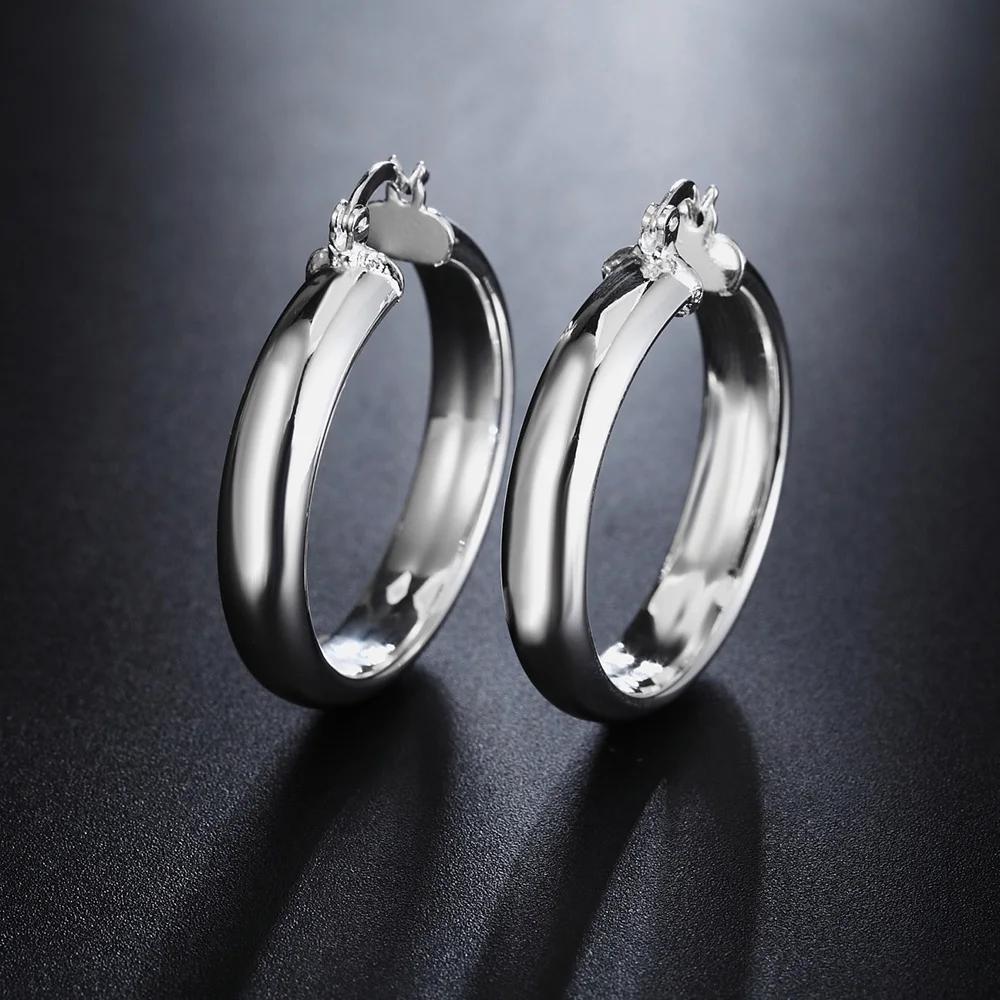 Copper popular 3.5CM smooth Big circle hoop Earrings for Women Christmas gift fine party wedding Jewelry