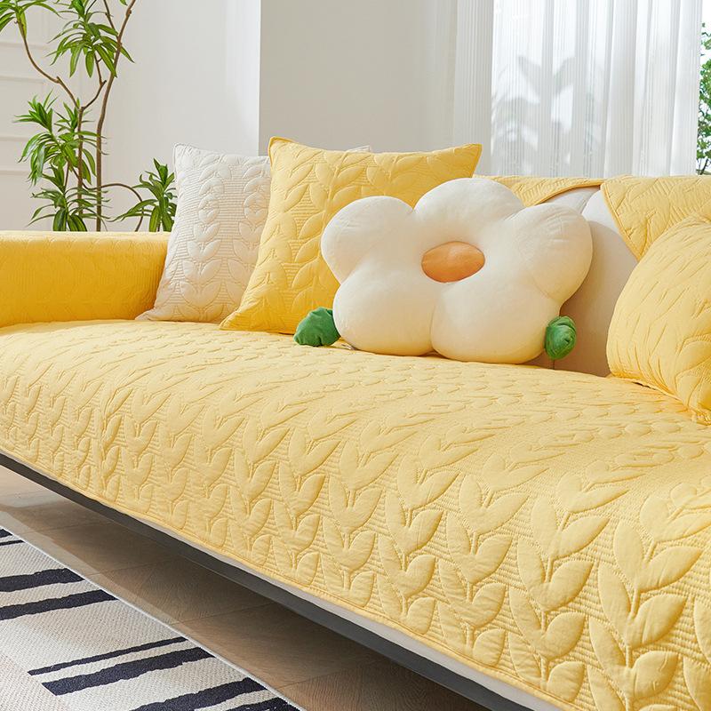 Pastoral Style Sofa Cushion Pure Cotton Four Seasons Universal Cream Sofa Cover Cover Cloth Non -Slip Summer Thin New