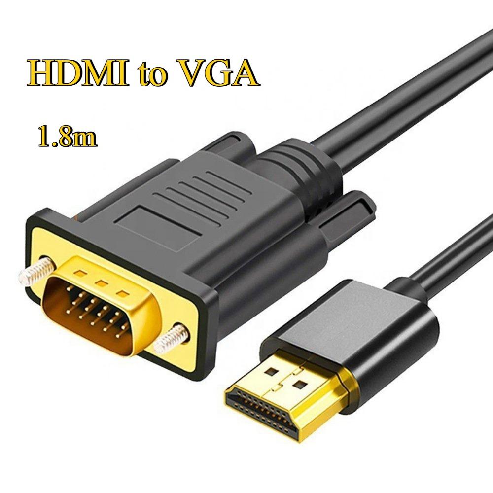 1.8m HDMI to VGA Cable/Converter – HD with Audio (for Laptops & Projectors