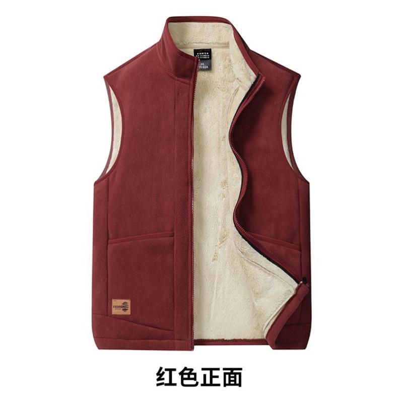 Lamb Velvet Vest Men's Thickened Double-sided Velvet Polar Fleece Warm Winter Vest Jacket