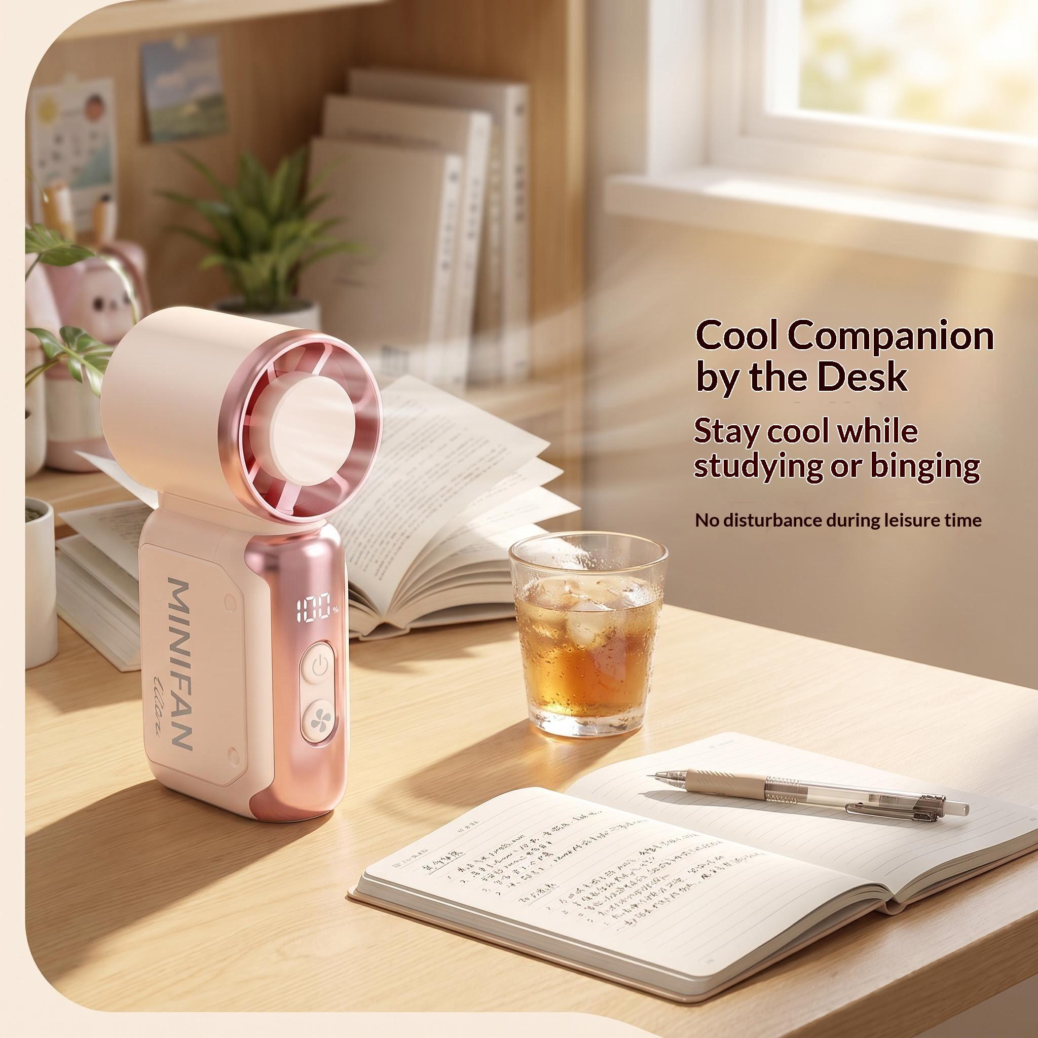 Mini Portable Rechargeable Fan-5-Speed, Foldable Handheld for Outdoor & Car Use No Plug Required
