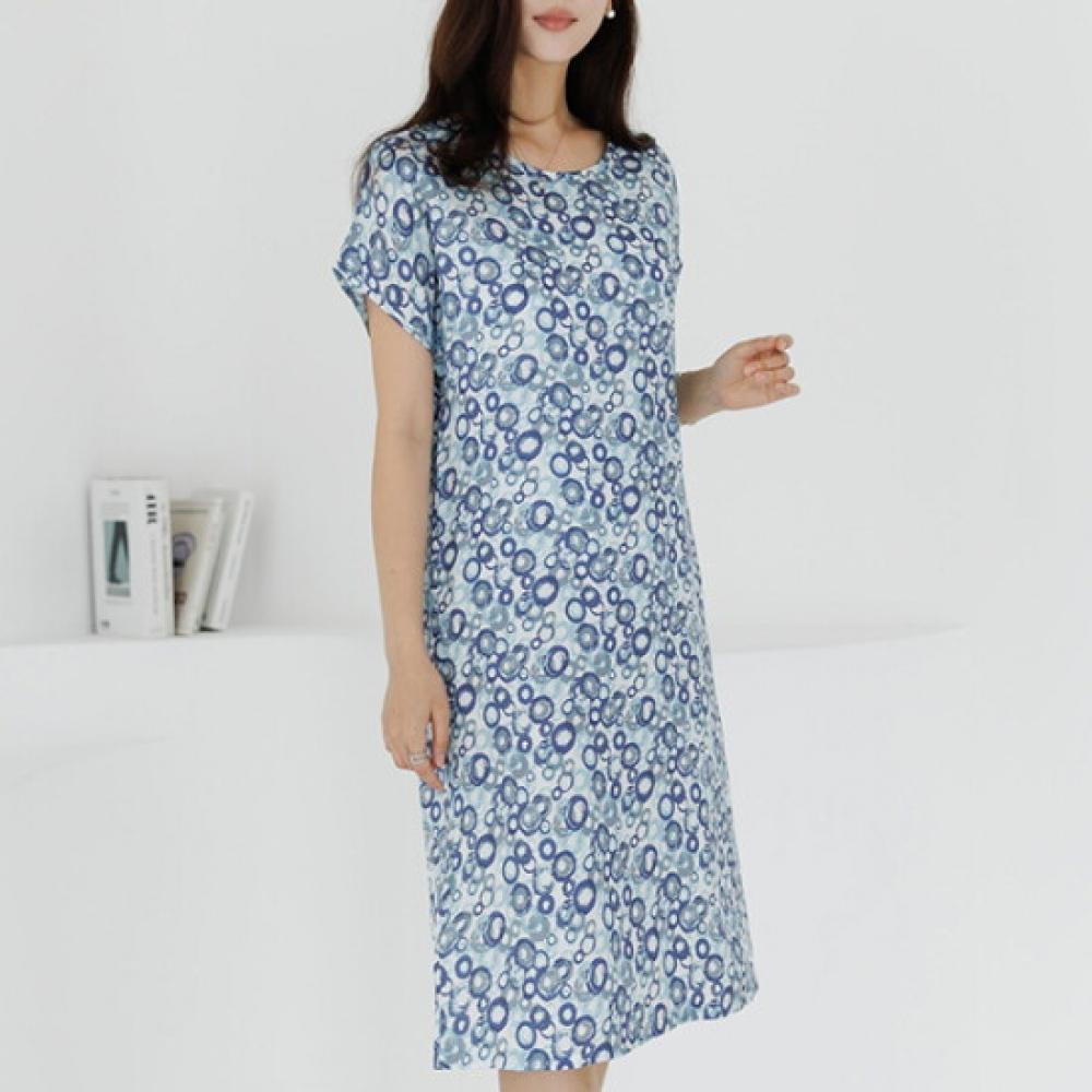 Dedra Women Pattern Short Sleeve Cooling Dress Ope3016