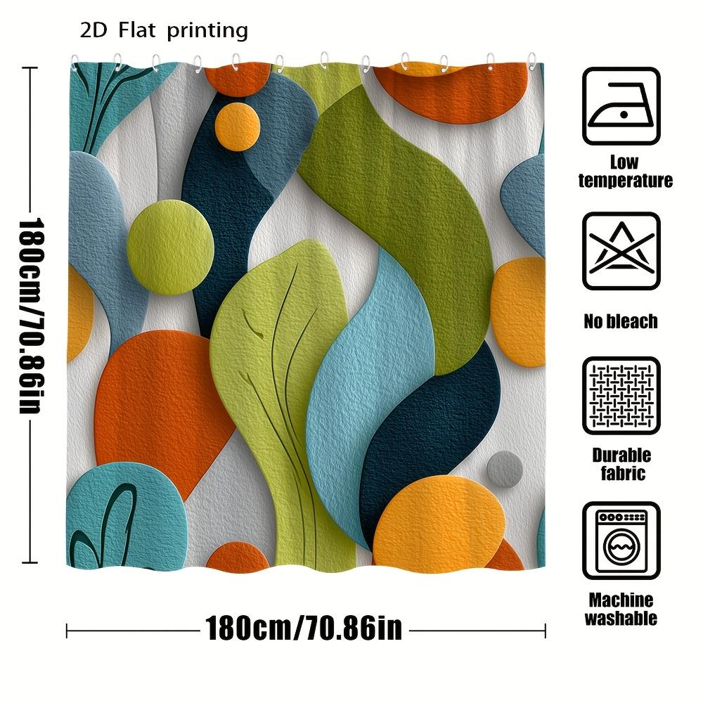 

Modern Abstract Geometric Shower Curtain - Creative Colorful Overlapping Art - Bathroom Decor Green Blue Orange Teal Curtain W60H190(CM)-1 Pcs