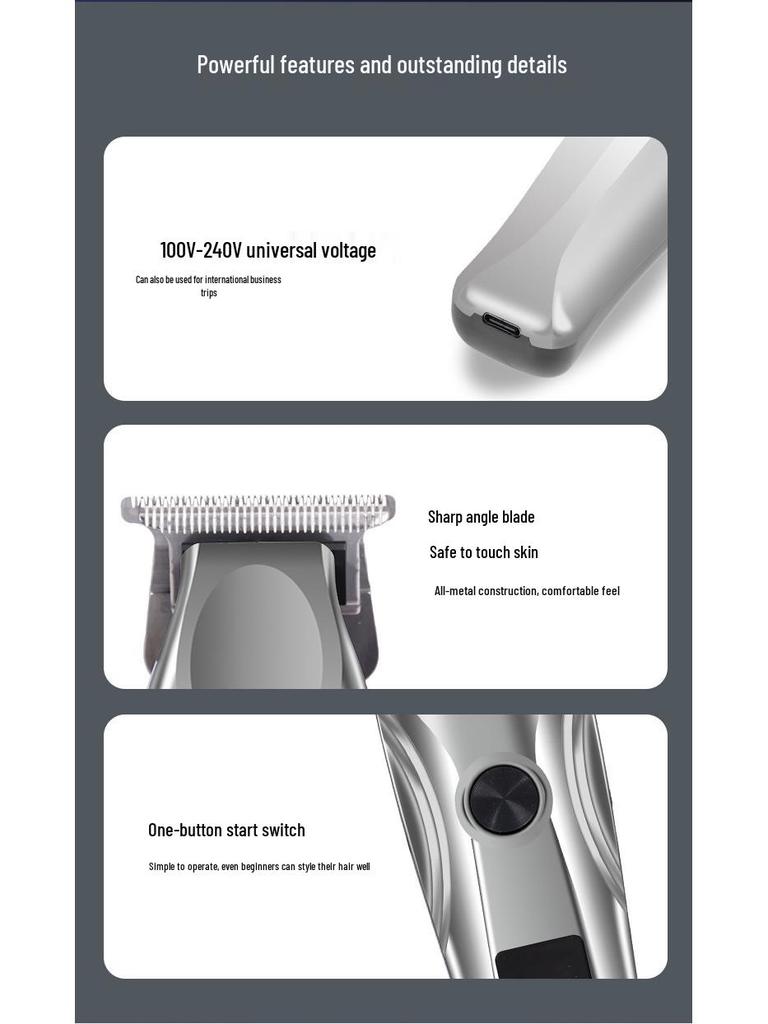 Rechargeable Multifunction Electric Hair Trimmer with Digital Display