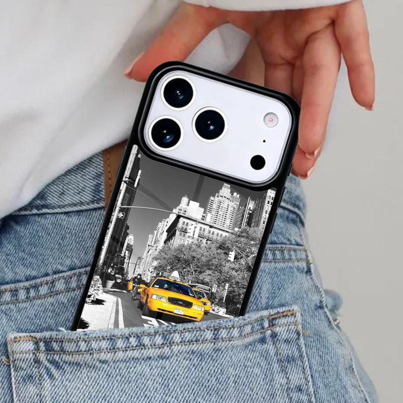 NYC Yellow Taxi Cabs Phone Case for iPhone 17ProMax 12 13 14 15 16e 17 Pro Max Plus Air Cover