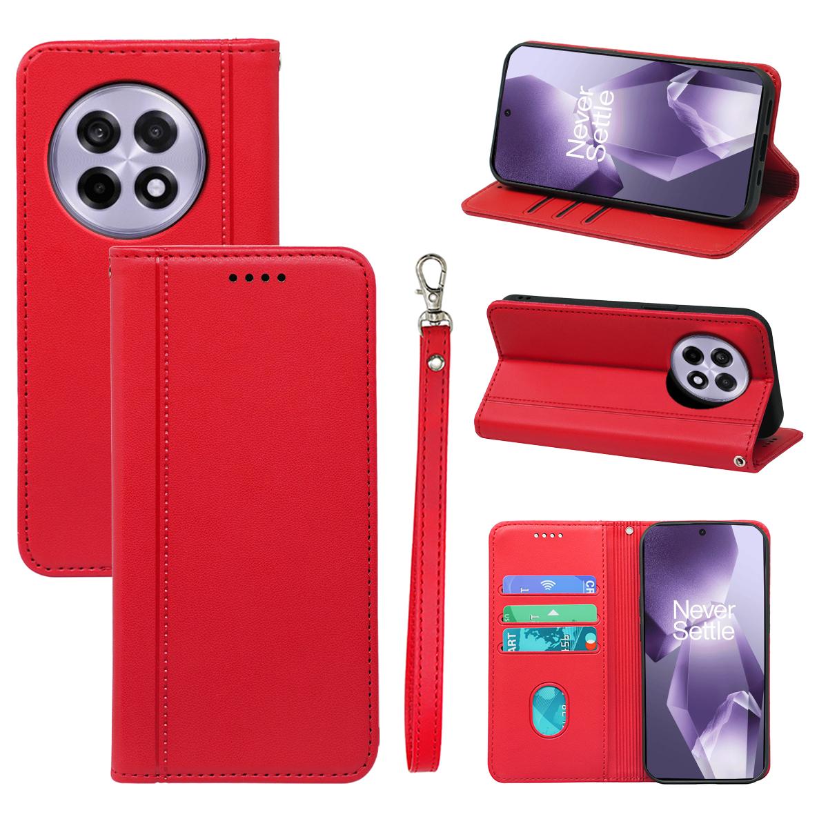 

HX01 Для OnePlus 13R 5G Чохол-гаманець Магнітна застібка Шкіряний чохол для телефону з поліуретану Red