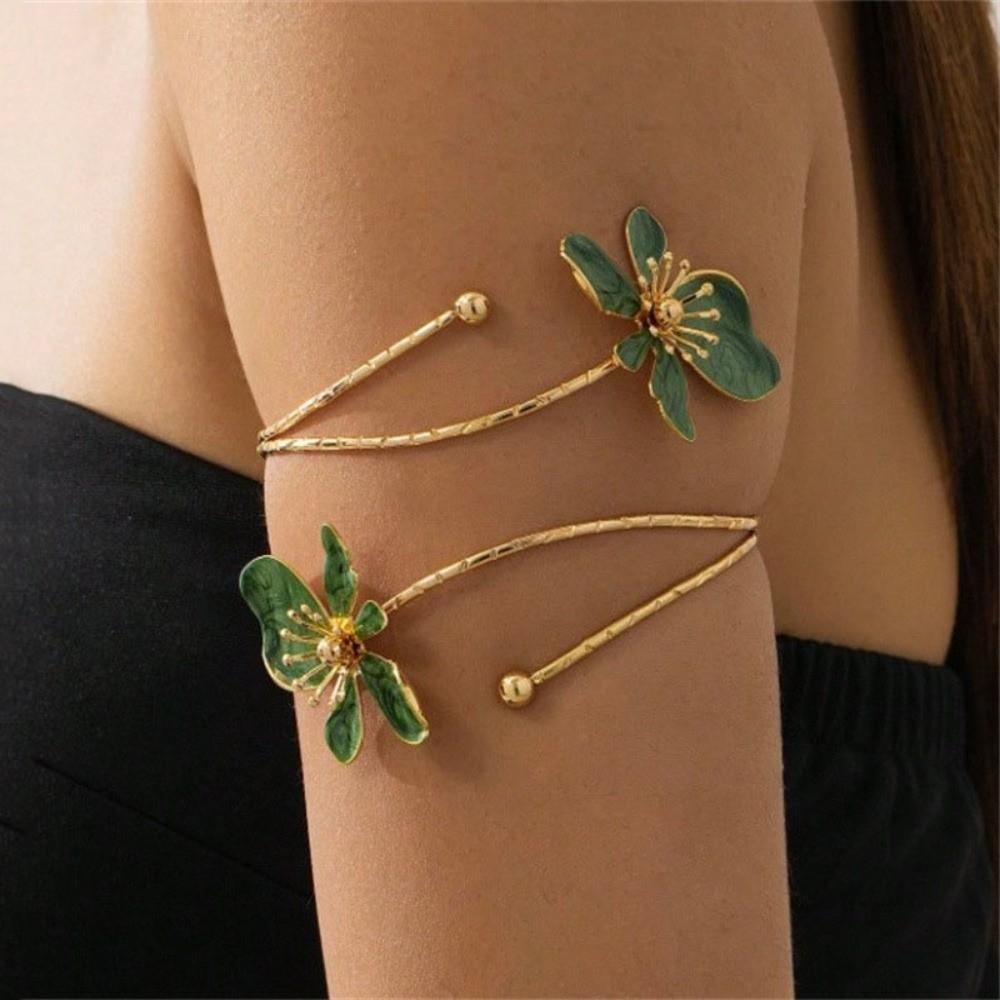 Emaille Glas Offener Armreif Verstellbares Armband Exquisites Blumenarmband Geschenk