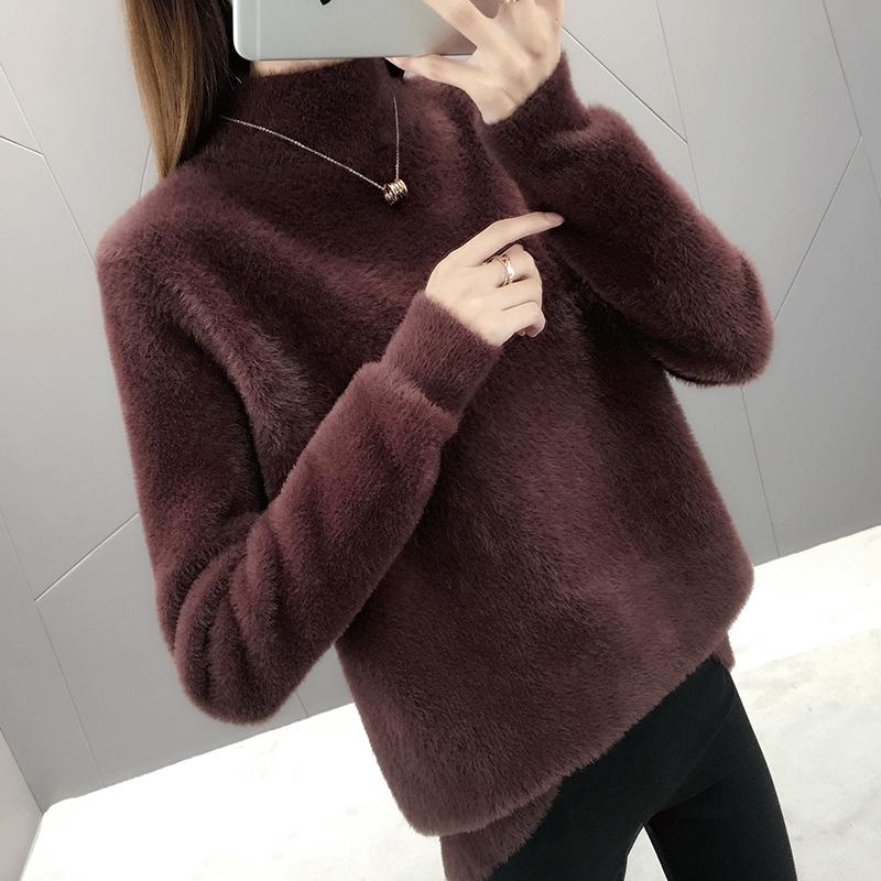 Female Cashmere Blended Knitted Sweater Women Tops Autumn Winter Turtleneck Pullovers