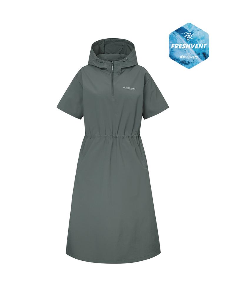 DISCOVERY EXPEDITION Freshvent Women'S Polton Lightweight Hooded Woven Dress (D/Grey)