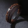 Mehrschichtiges Armband aus schwarzem Onyx und Tigerauge, stilvolles geflochtenes PU-Leder, handgefertigter Schmuck mit matten Steineinsätzen