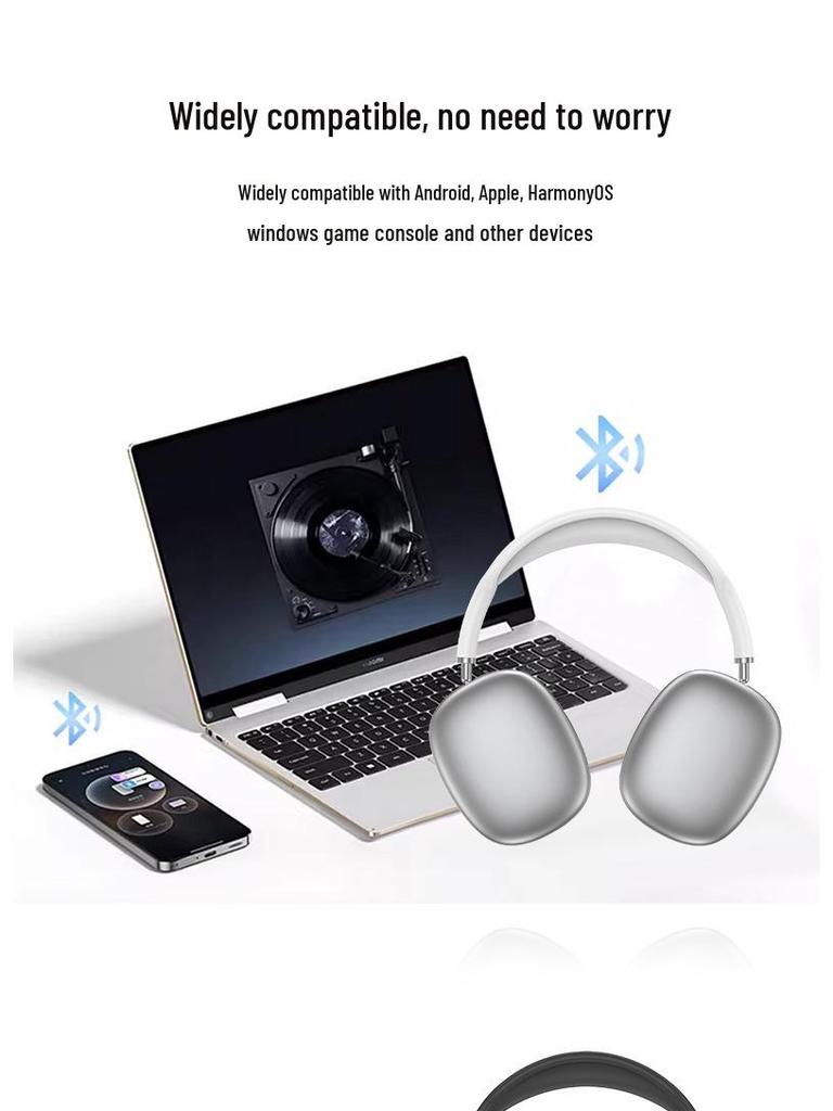 P9AirMax True Wireless Bluetooth Over-Ear Headphones with Heavy Bass and Type-C Charging