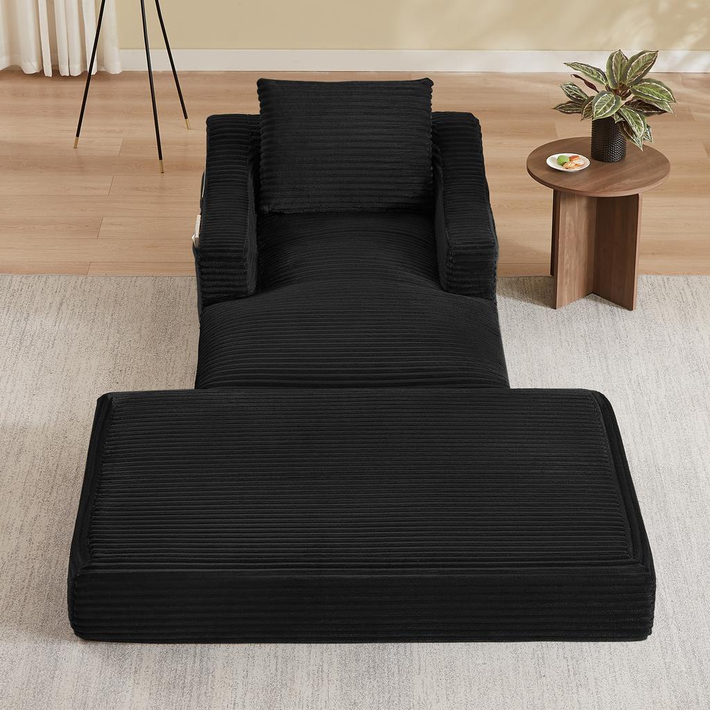 Divano Senza Schienale, Sedia a Sdraio Pigra Minimalista Moderna in Velluto a Coste, Design a Doppio Strato, Espandibile in Letto