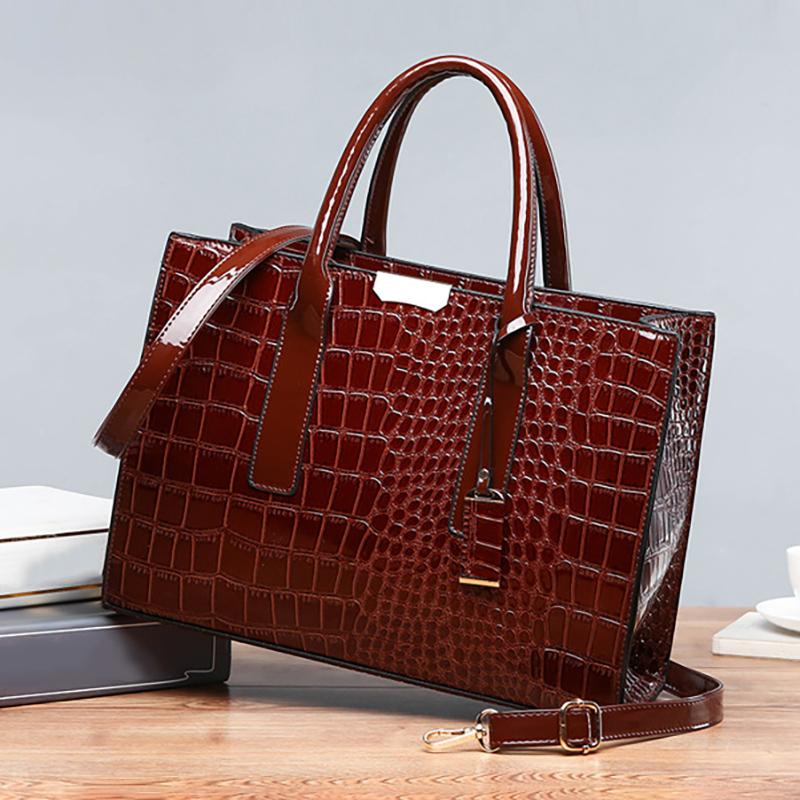 European & American Fashion Crocodile-Pattern Mother-Daughter Bag 3-Piece Set Large-Capacity Multi-Functional Embossed Handheld Shoulder Crossbody Bag