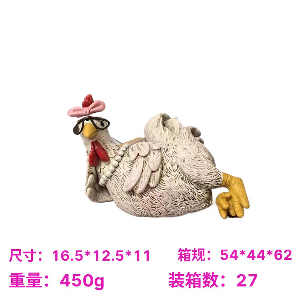 JYL TS/045,Creative Resin Craft Rooster and Hen Figurine for Office Decor Cute Stress Relief Gift
