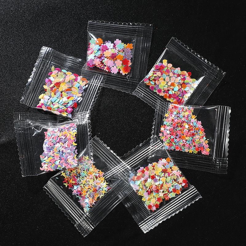 Iridescent DIY Nail Stickers: Moon, Star, Heart, Flower Sequins