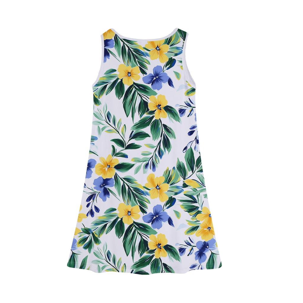 Girl Summer Dress Sleeveless Printed Color Casual Dress