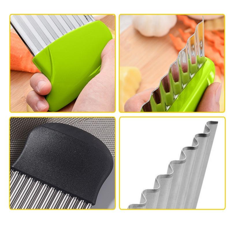 1PC Stainless Steel Potato Knife, Creative Wave Potato Knife, Potato Cutting Chip Knife Kitchen Gadgets Wolf Tooth Potato Cutting