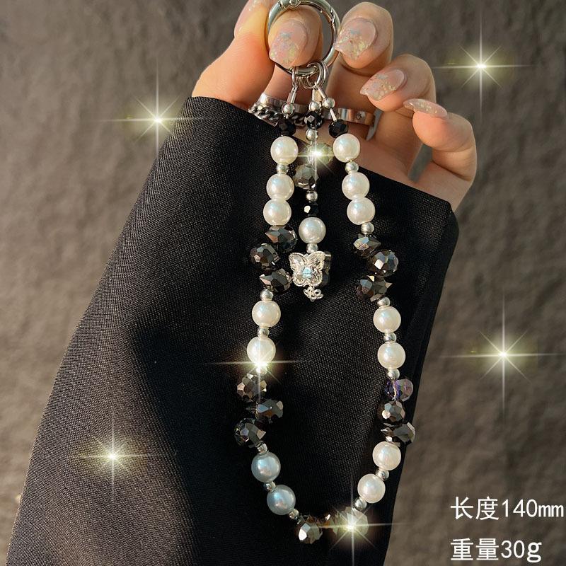 Light Luxury Crystal Phone Chain Rhinestone 3D Butterfly Phone Chain Pendant Car Keychain Bag Pendant