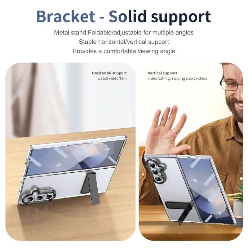 High Quality Practical Ice Sensing Bracket Hard PC Case For Samsung Galaxy Z Fold7 6 5 4 3 5G Rugged Seismic 360 ° Protect Cover