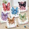 6pcs Flower Butterfly DIY Rhinestone Diamond Art Mosaic Postcards with Envelopes Handmade for Family Friends Holiday Birthday