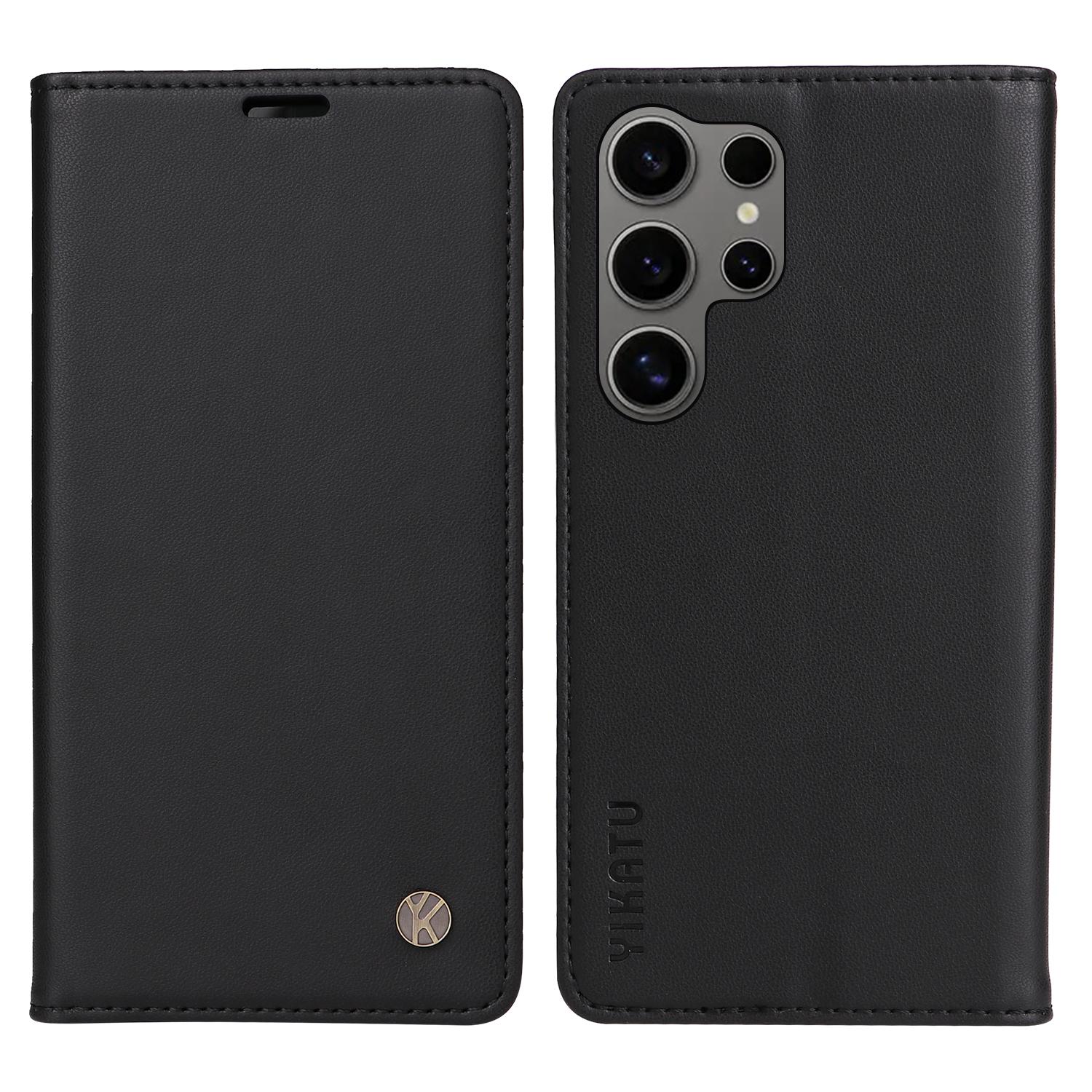 YIKATU YK-001 Чехол-подставка из кожи для Samsung Galaxy S25 Ultra, прочная магнитная застежка B