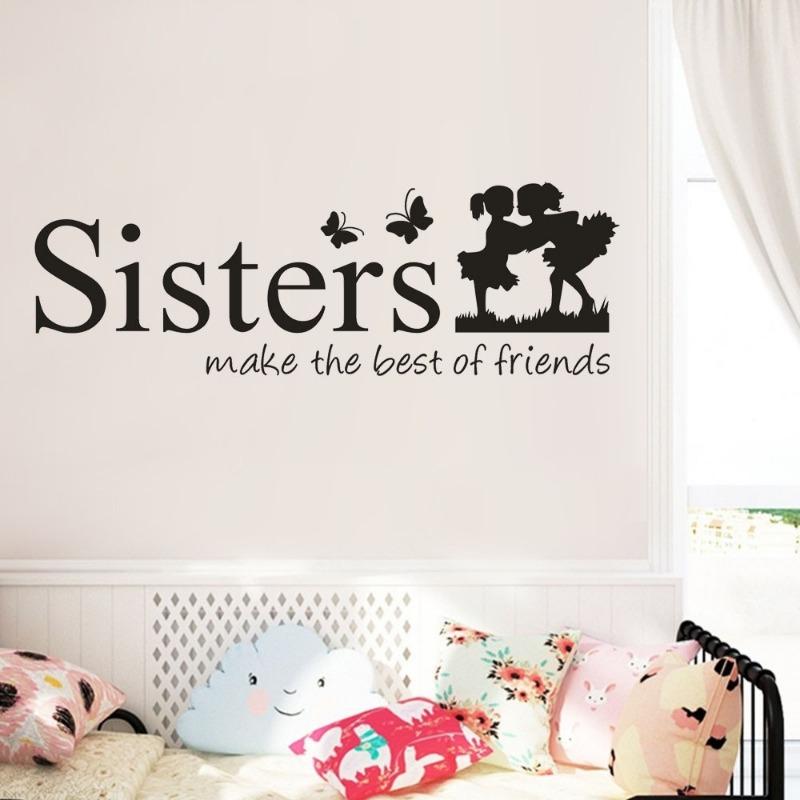 Sisters Wake The Best of Friends PVC Wall Sticker Bedroom Home Decor for Children Room Decoration Home Decor DIY Art.