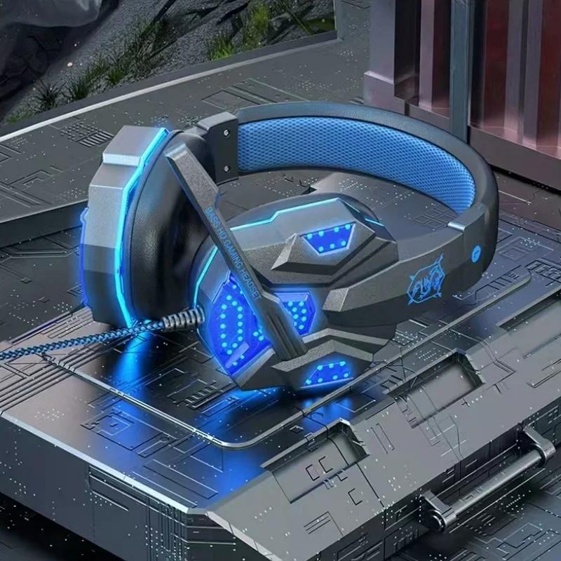 RGB Gaming Headset with Microphone Over-Ear Wired Headphones Drivers Lightweight for PC PS5 Xbox Switch